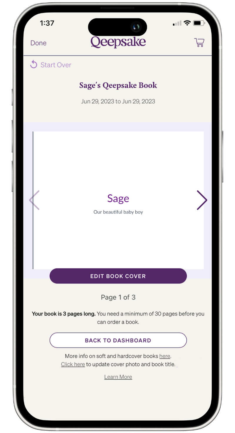 Changing the Title of Your Qeepsake Book Qeepsake